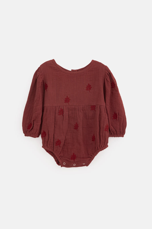 רומפר- בורדו עם רקמת עלים