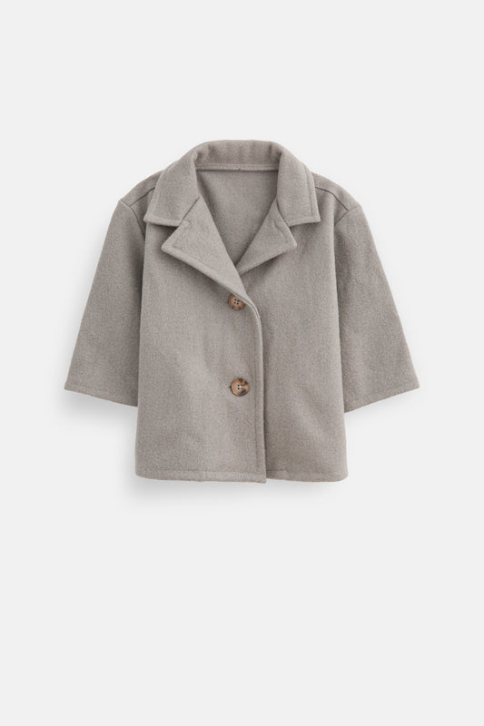 מעיל בטקסטורת לבד- אפור כהה