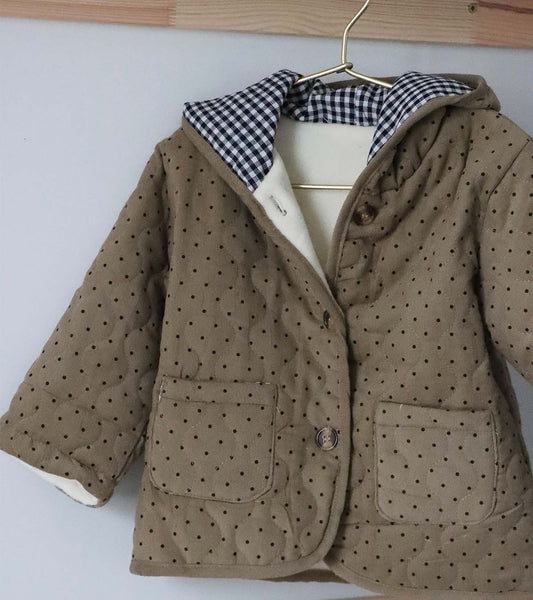 ג׳קט דו-צדדי נקודות- ירוק זית