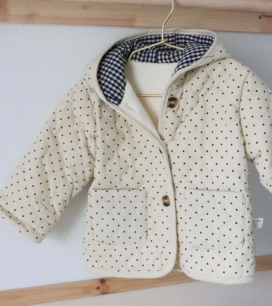 ג׳קט דו-צדדי נקודות- קרם