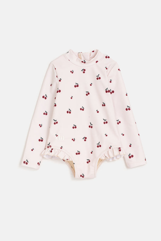 בגד ים שלם שרוול ארוך- דובדבנים